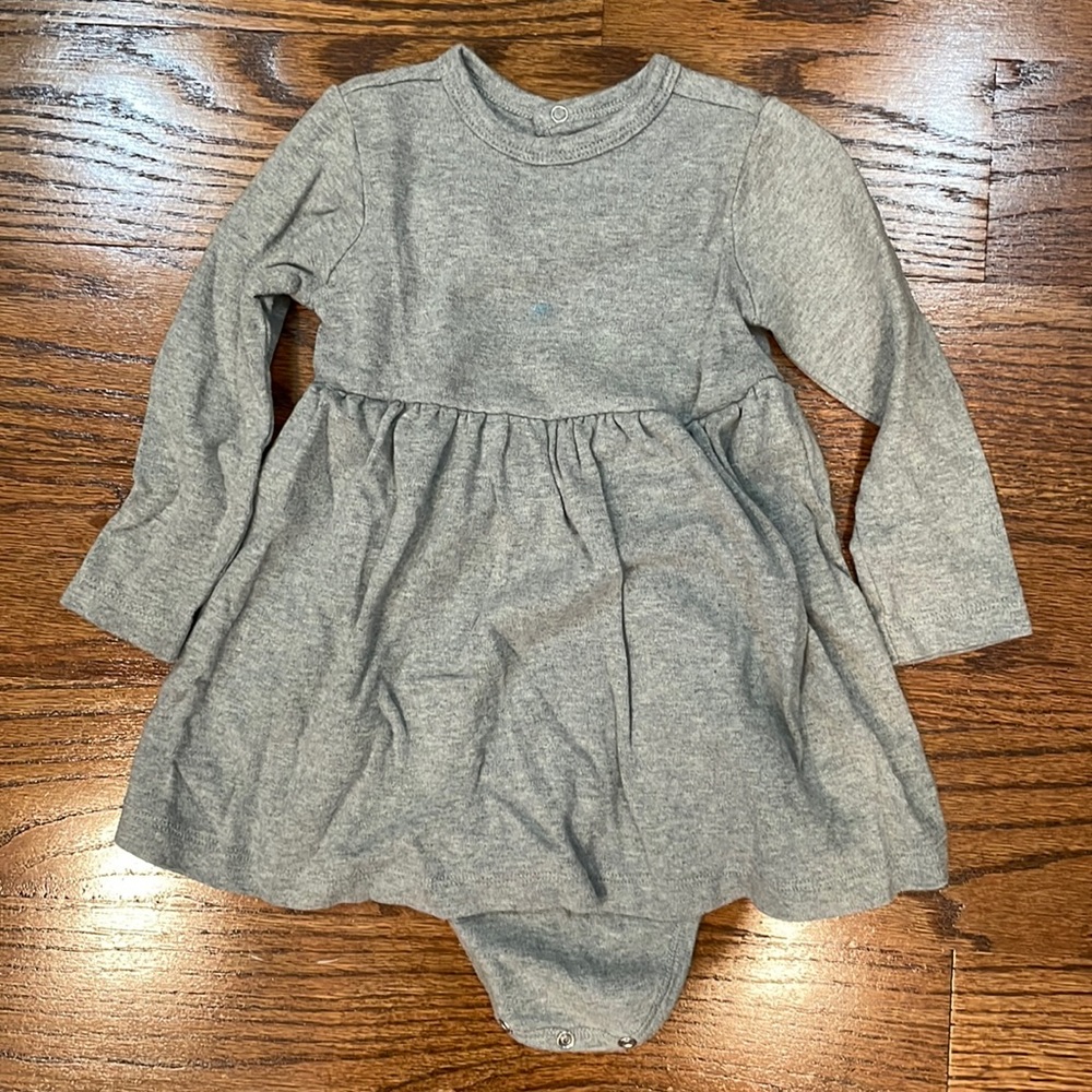 Primary baby long sleeve dress in gray